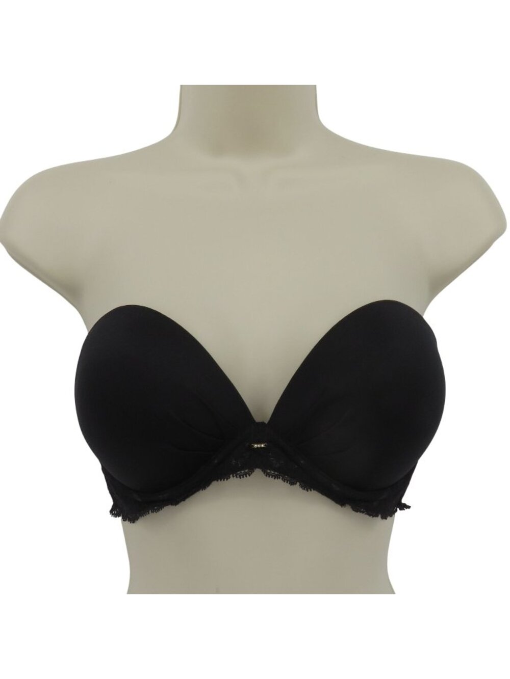 Victorias Secret 32D Fabulous Strapless Bra Black Floral Lace Underwire Padded